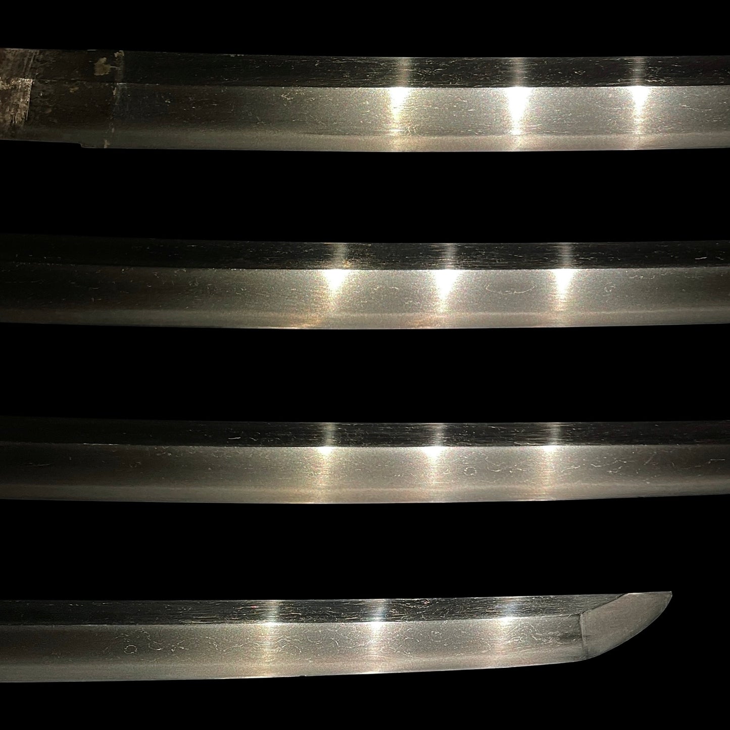 Shibuichi Fuchikashira, Black Wakizashi, Suguha 直刃 Hamon, Edo period mumei