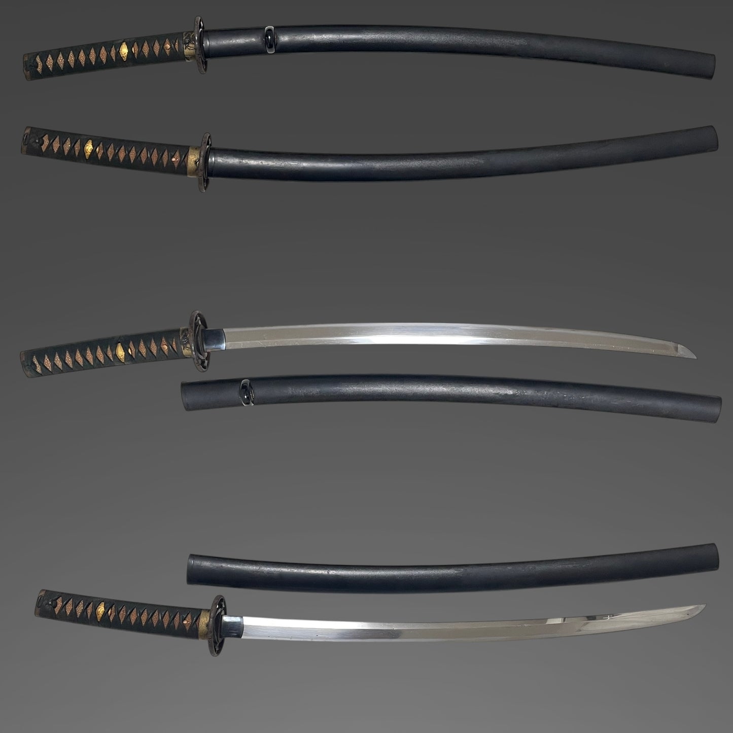 Higonokami Kuniyasu 肥後守国康 signed Long Wakizashi, Waterfowl Brass Fuchikashira, Edo period