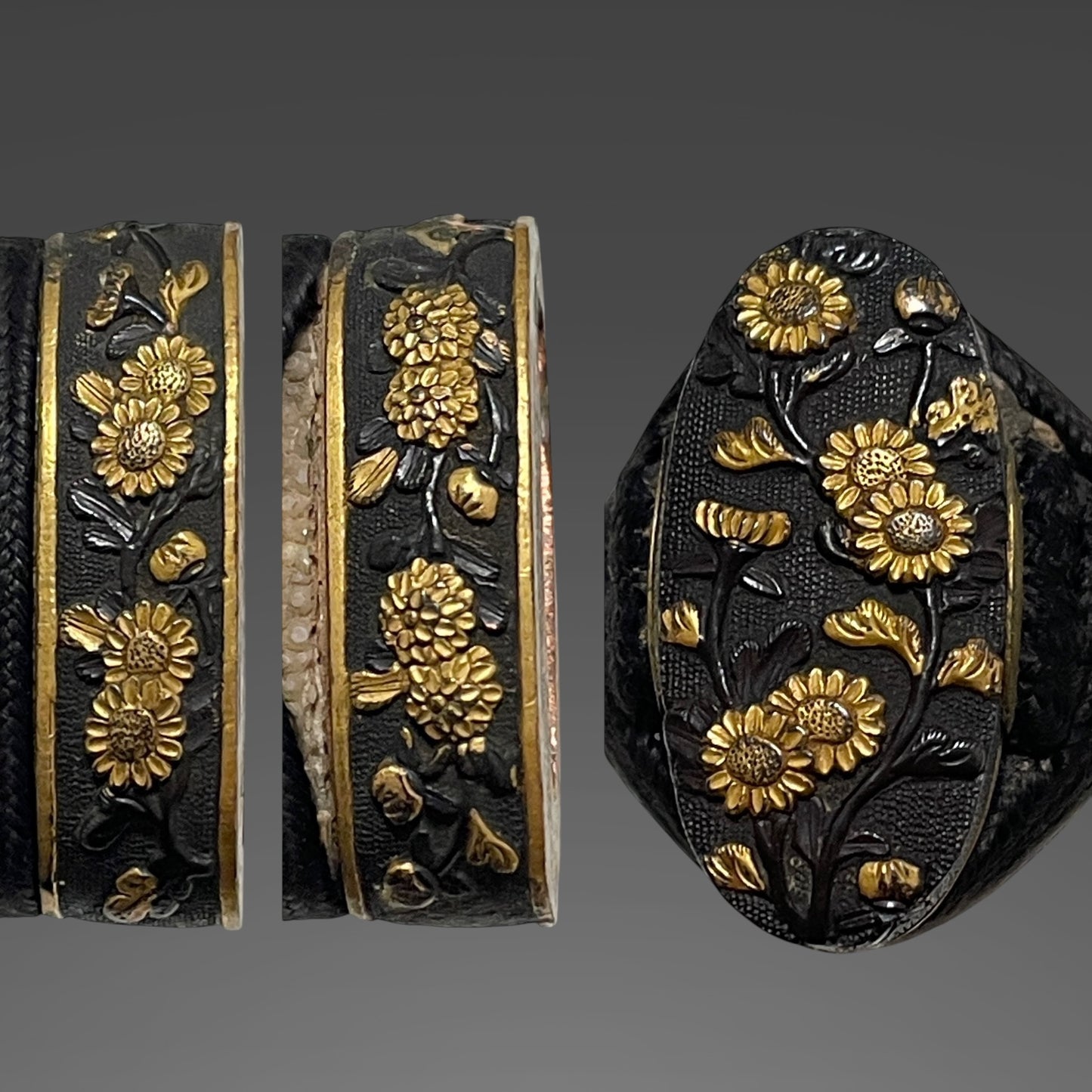 Mino Style Fuchikashira Long Wakizashi, Tadatsugu 忠次 signed Tsuba, Edo peiord mumei