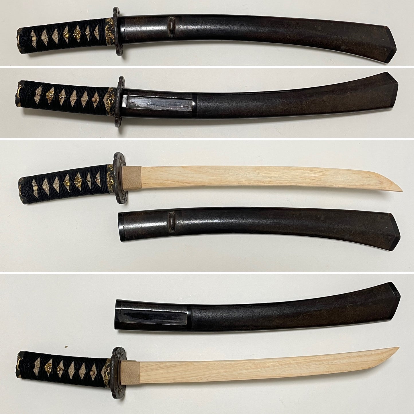 Omeshi-Koshirae 御召拵 For Wakizashi, Mogarashi nyudo Soten 藻柄子入道宗典 signed Fuchi