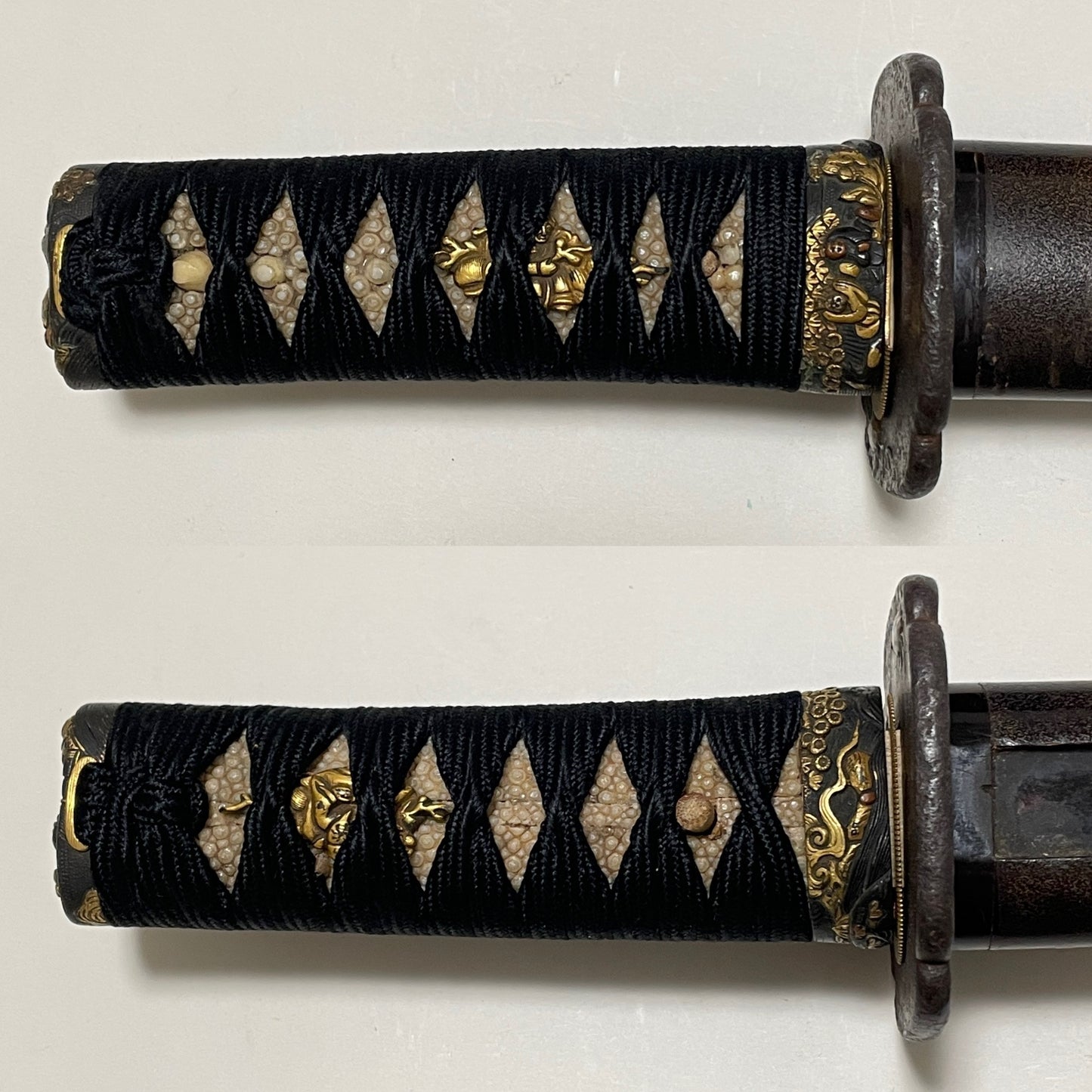 Omeshi-Koshirae 御召拵 For Wakizashi, Mogarashi nyudo Soten 藻柄子入道宗典 signed Fuchi