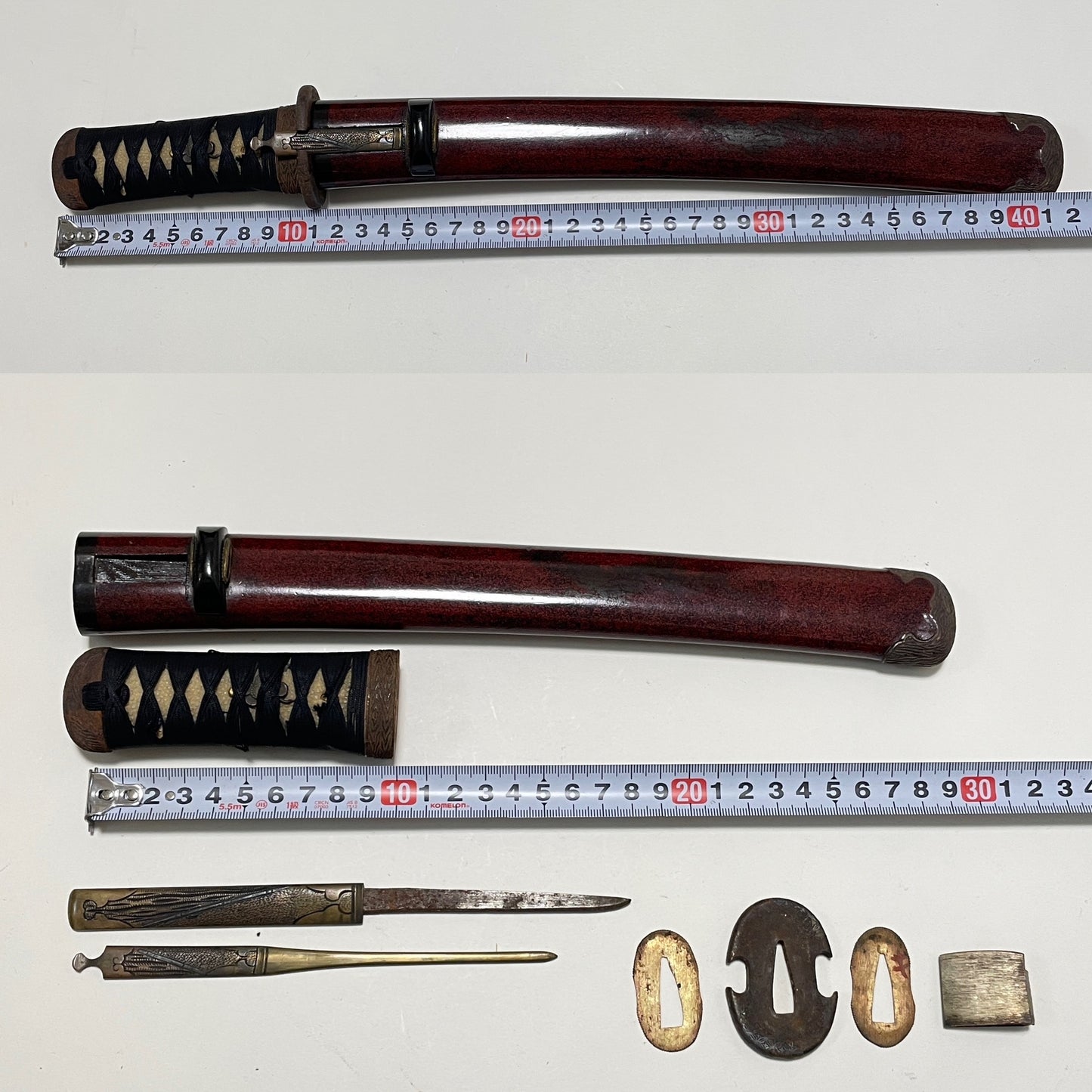 Red Matsushiro Koshirae 松代拵 For TANTO, with Kozuka Kogai, Edo period