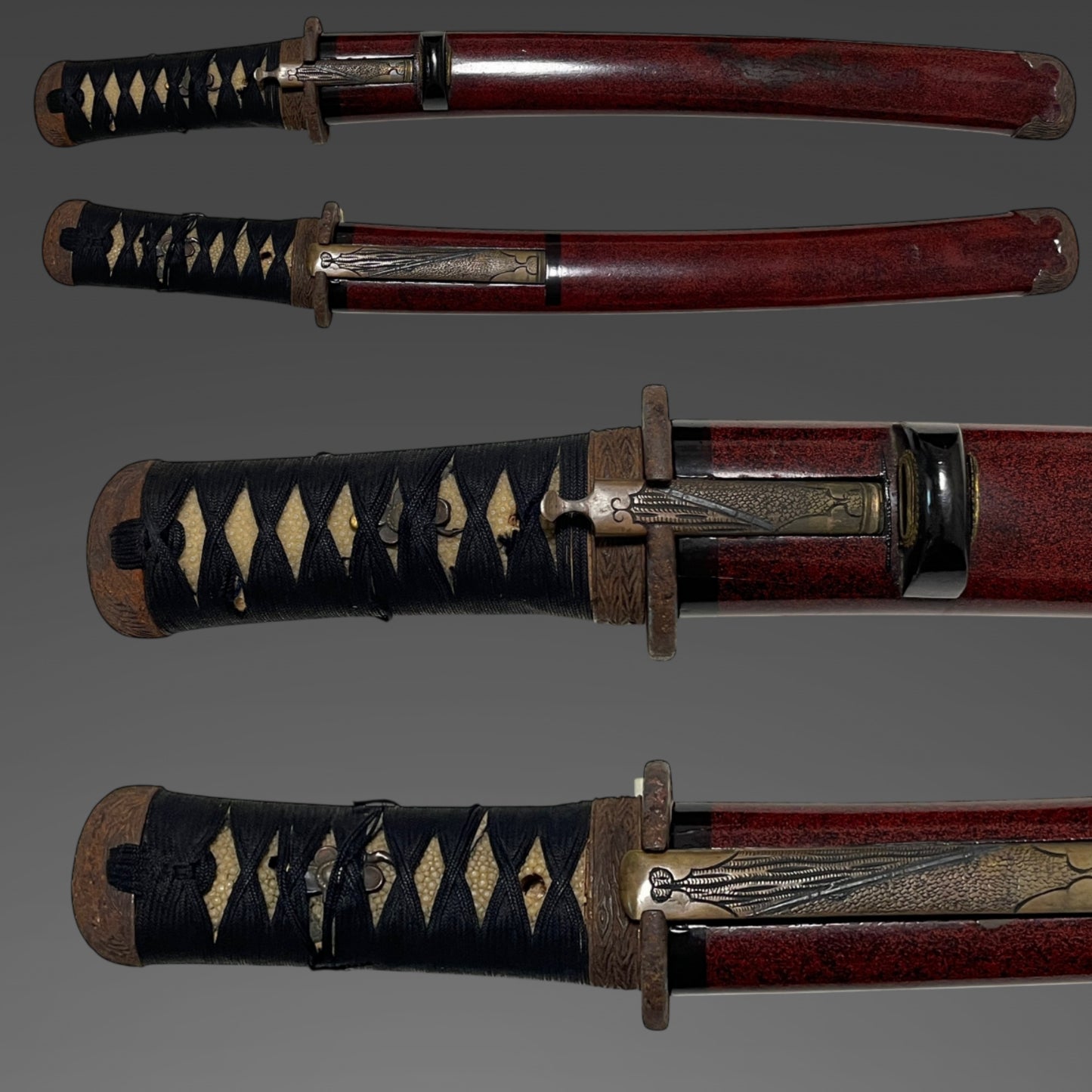 Red Matsushiro Koshirae 松代拵 For TANTO, with Kozuka Kogai, Edo period