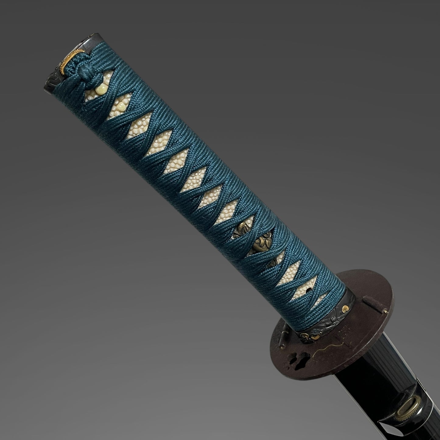 Long Wakizashi Koshirae, Makimono 巻物 Tsuba,  Plum Fuchikashira, Edo period