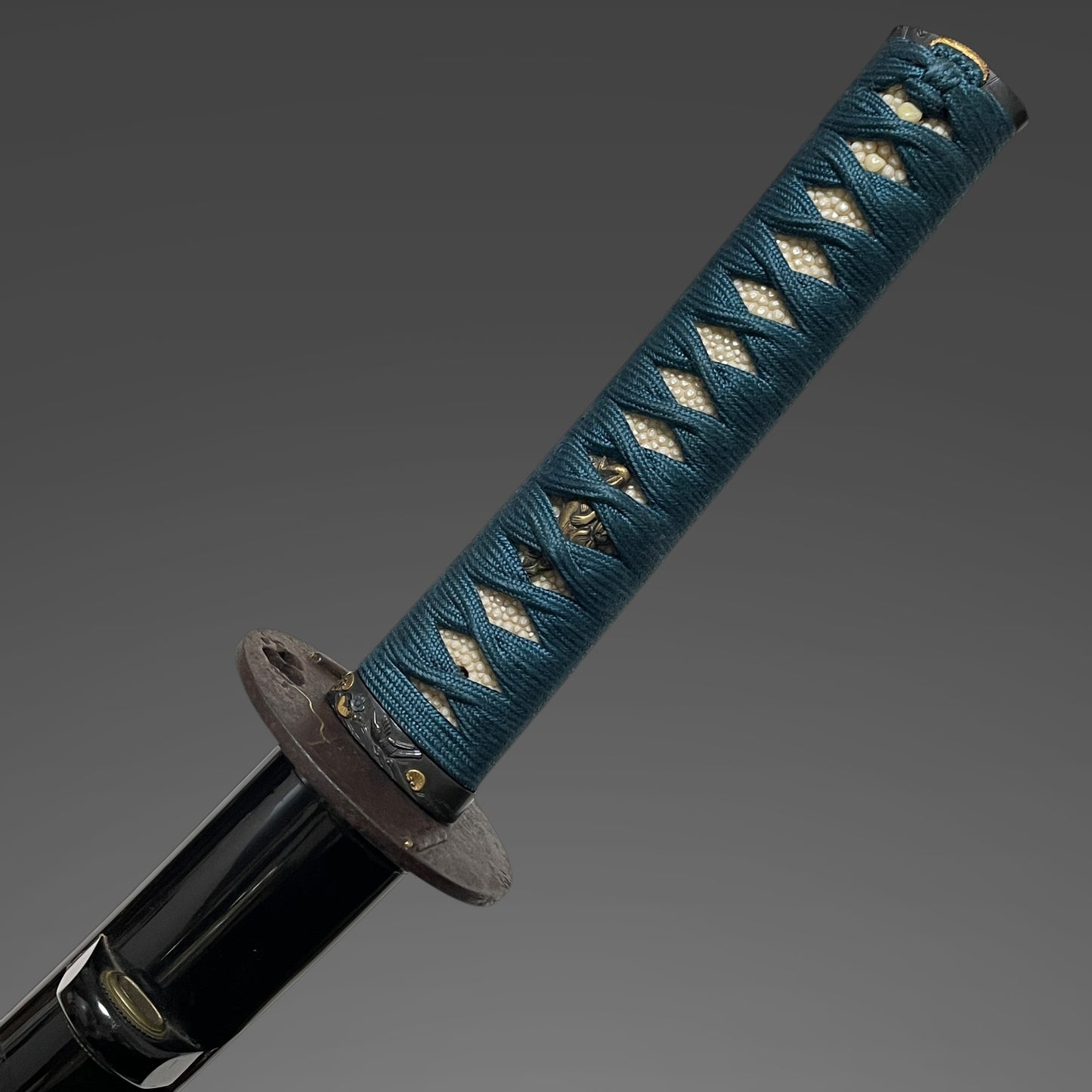 Long Wakizashi Koshirae, Makimono 巻物 Tsuba,  Plum Fuchikashira, Edo period