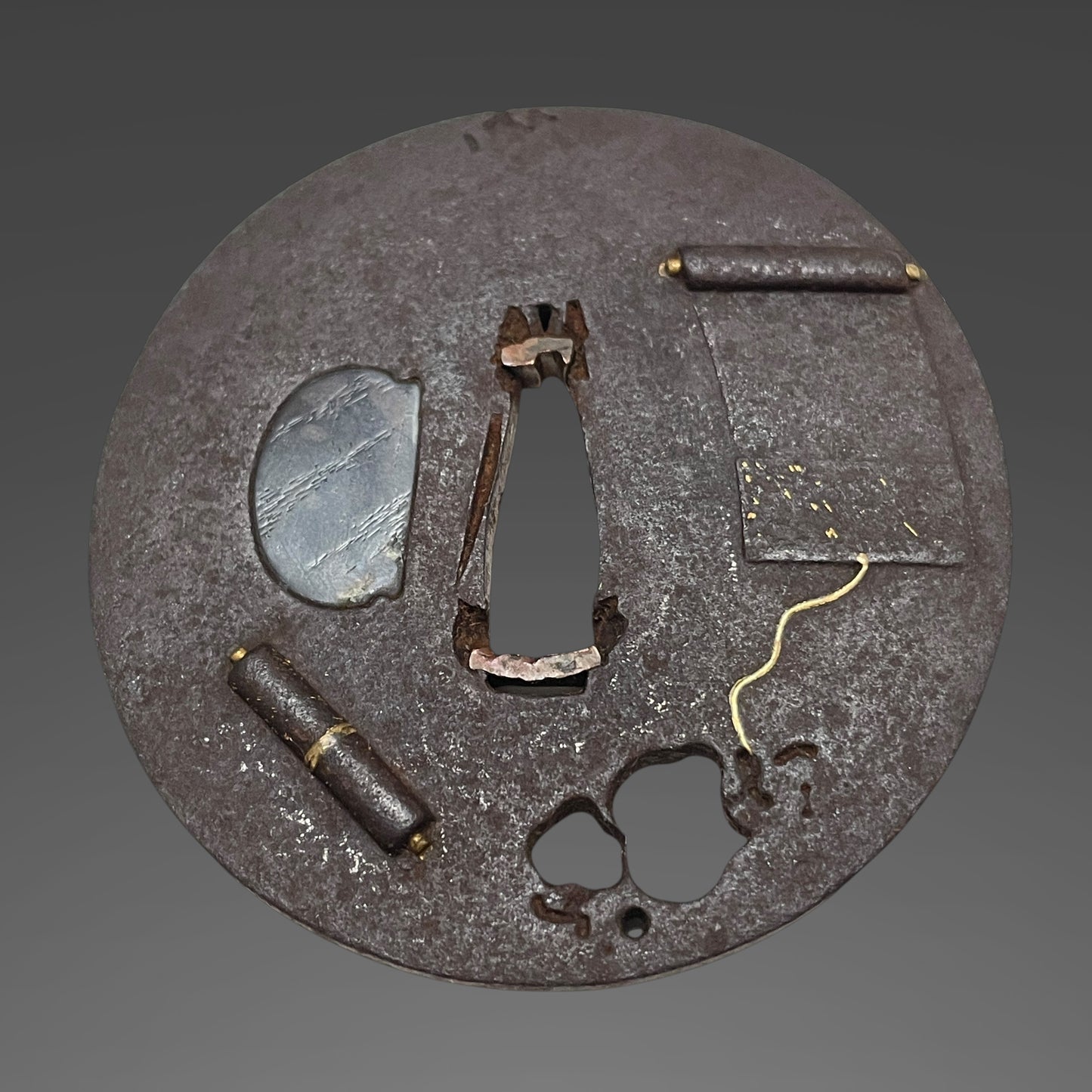 Long Wakizashi Koshirae, Makimono 巻物 Tsuba,  Plum Fuchikashira, Edo period