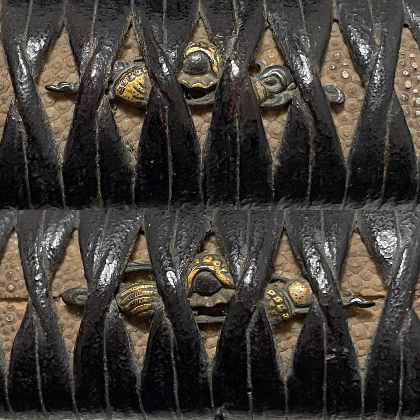 Black KATANA Koshirae, Kitae-Tsuba 鍛鍔, Kawamaki-Tsuka 革巻柄, Edo period