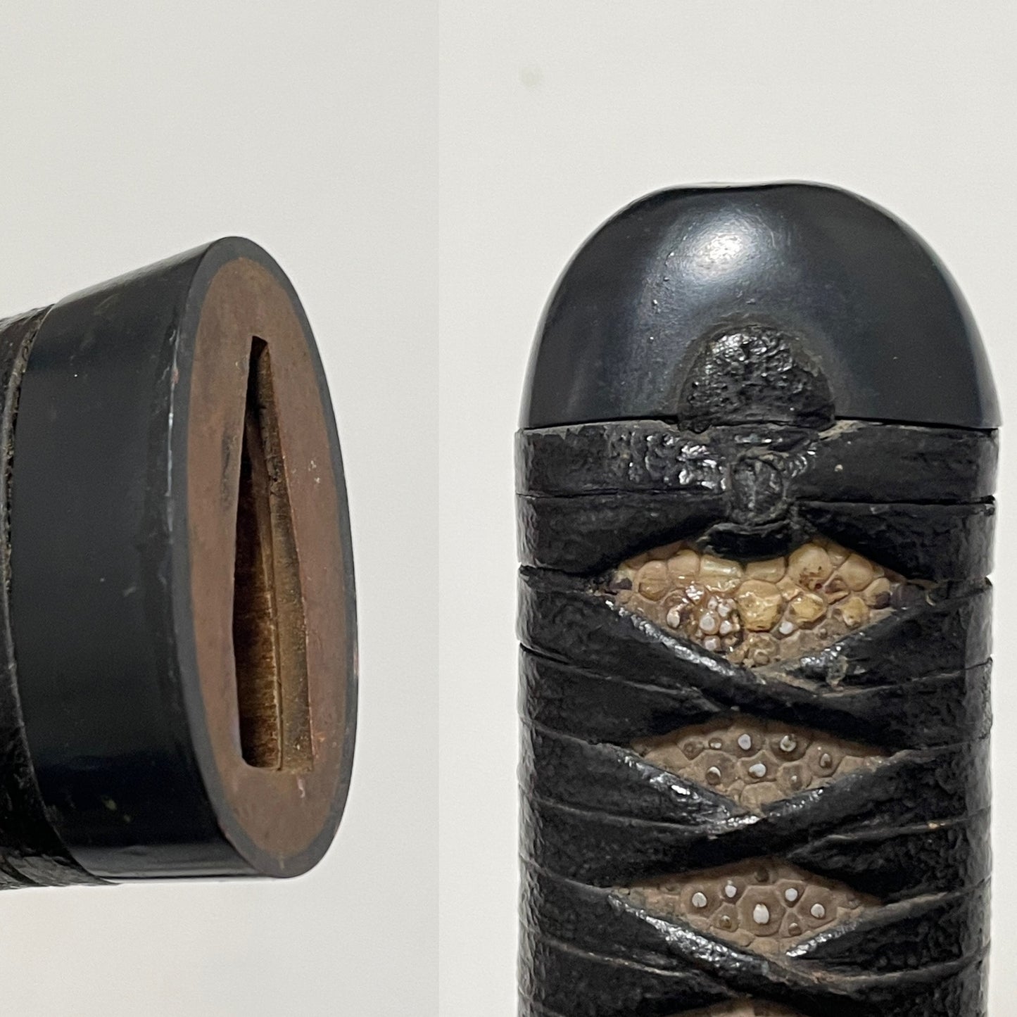 Black KATANA Koshirae, Kitae-Tsuba 鍛鍔, Kawamaki-Tsuka 革巻柄, Edo period