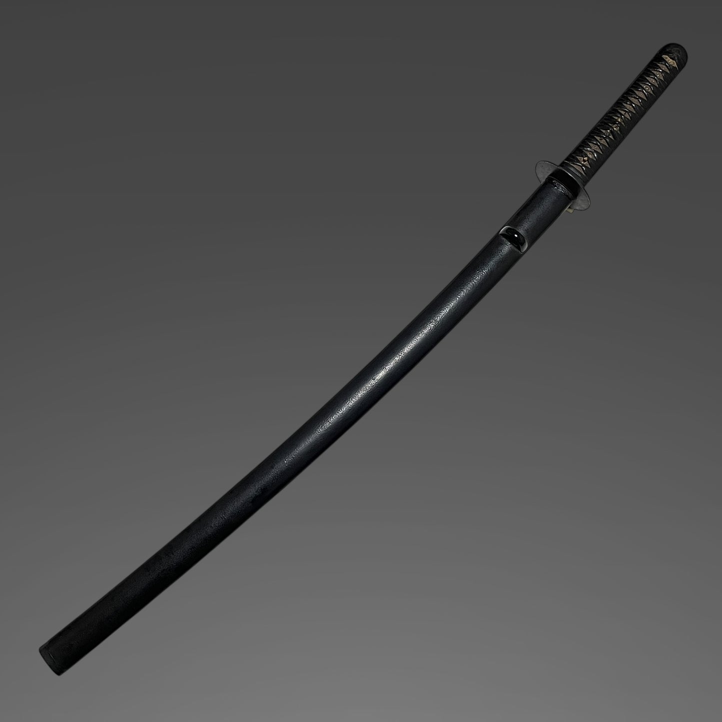 Black KATANA Koshirae, Kitae-Tsuba 鍛鍔, Kawamaki-Tsuka 革巻柄, Edo period