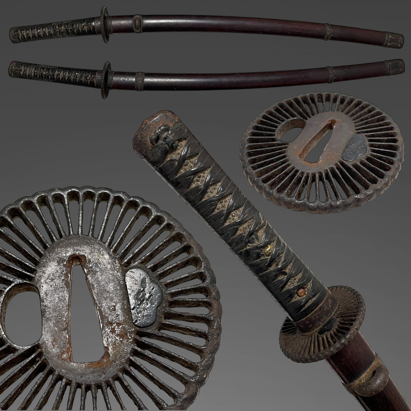 Handachi Koshirae 半太刀拵, Kyosukashi-Tsuba 京透鍔, Iron Fittings, Edo period