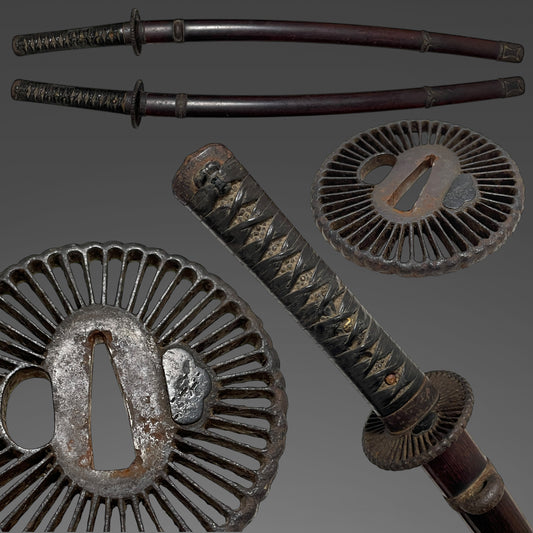 Handachi Koshirae 半太刀拵, Kyosukashi-Tsuba 京透鍔, Iron Fittings, Edo period