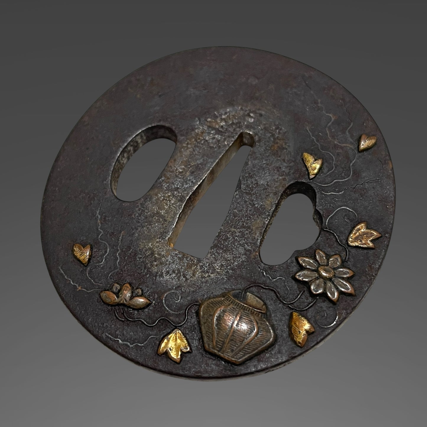 Kawarinuri-Saya 変塗鞘Wakizashi Koshirae, Soroikanagu 揃金具, Edo period