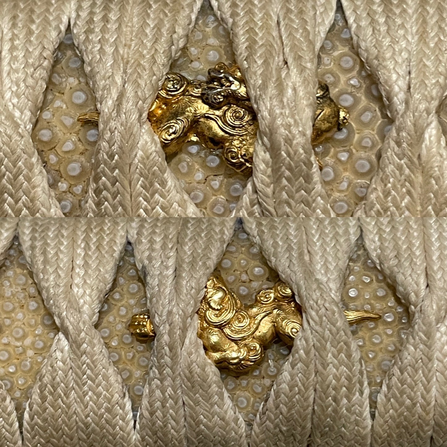 Red Wakizashi Koshirae, Shishi Fuchikashira 獅子縁頭, Edo period