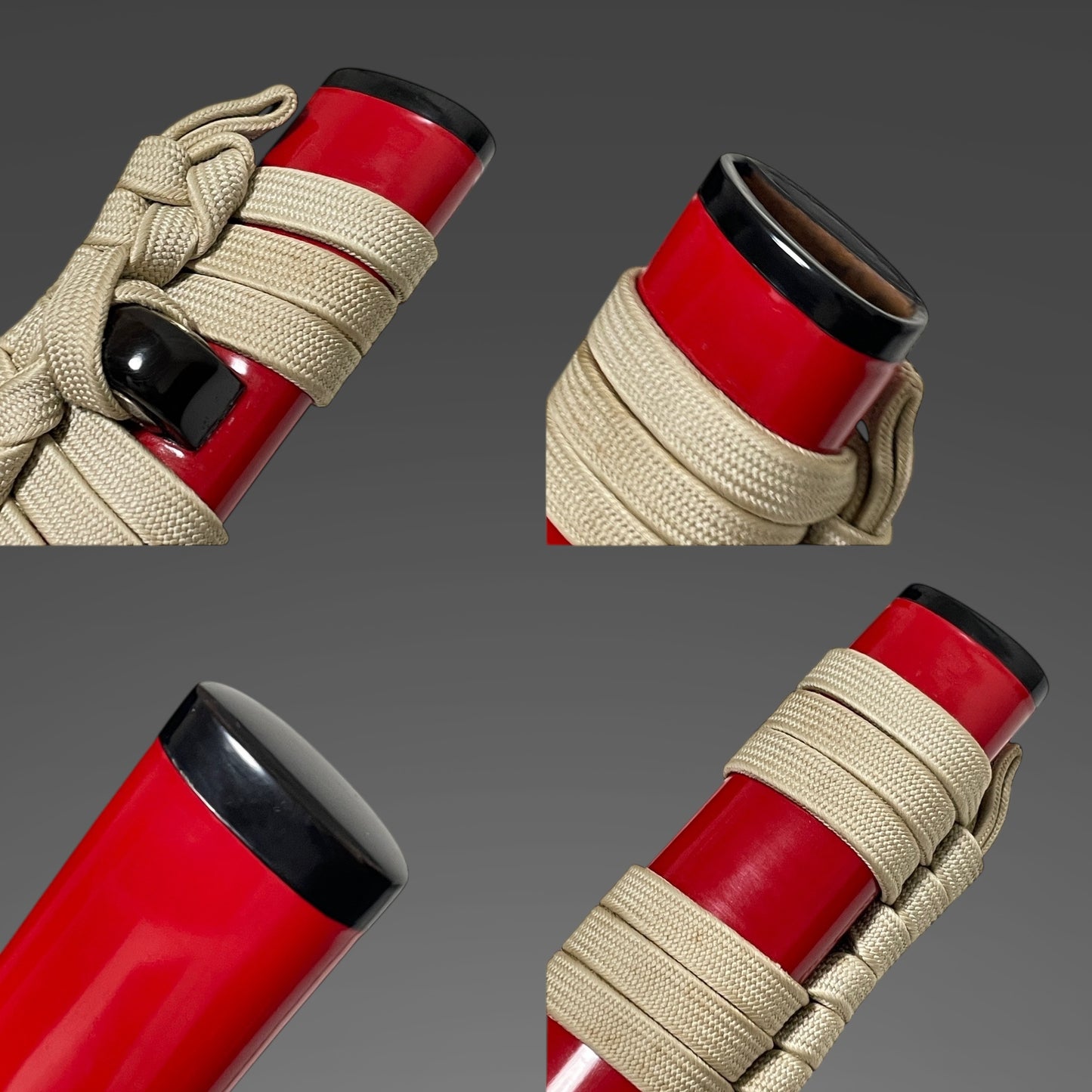 Red Wakizashi Koshirae, Shishi Fuchikashira 獅子縁頭, Edo period