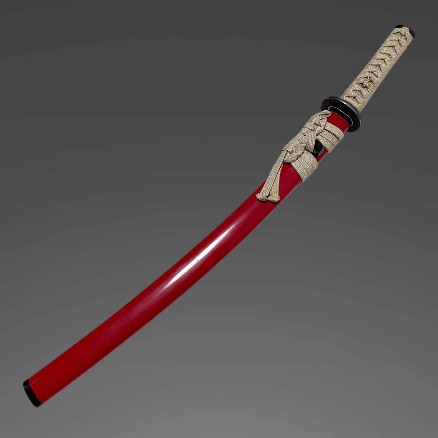 Red Wakizashi Koshirae, Shishi Fuchikashira 獅子縁頭, Edo period