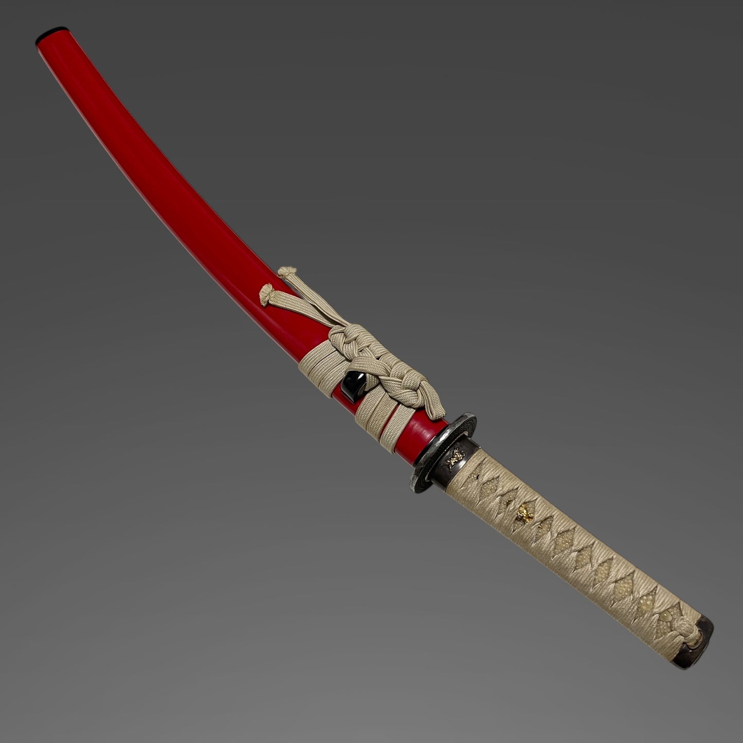 Red Wakizashi Koshirae, Shishi Fuchikashira 獅子縁頭, Edo period