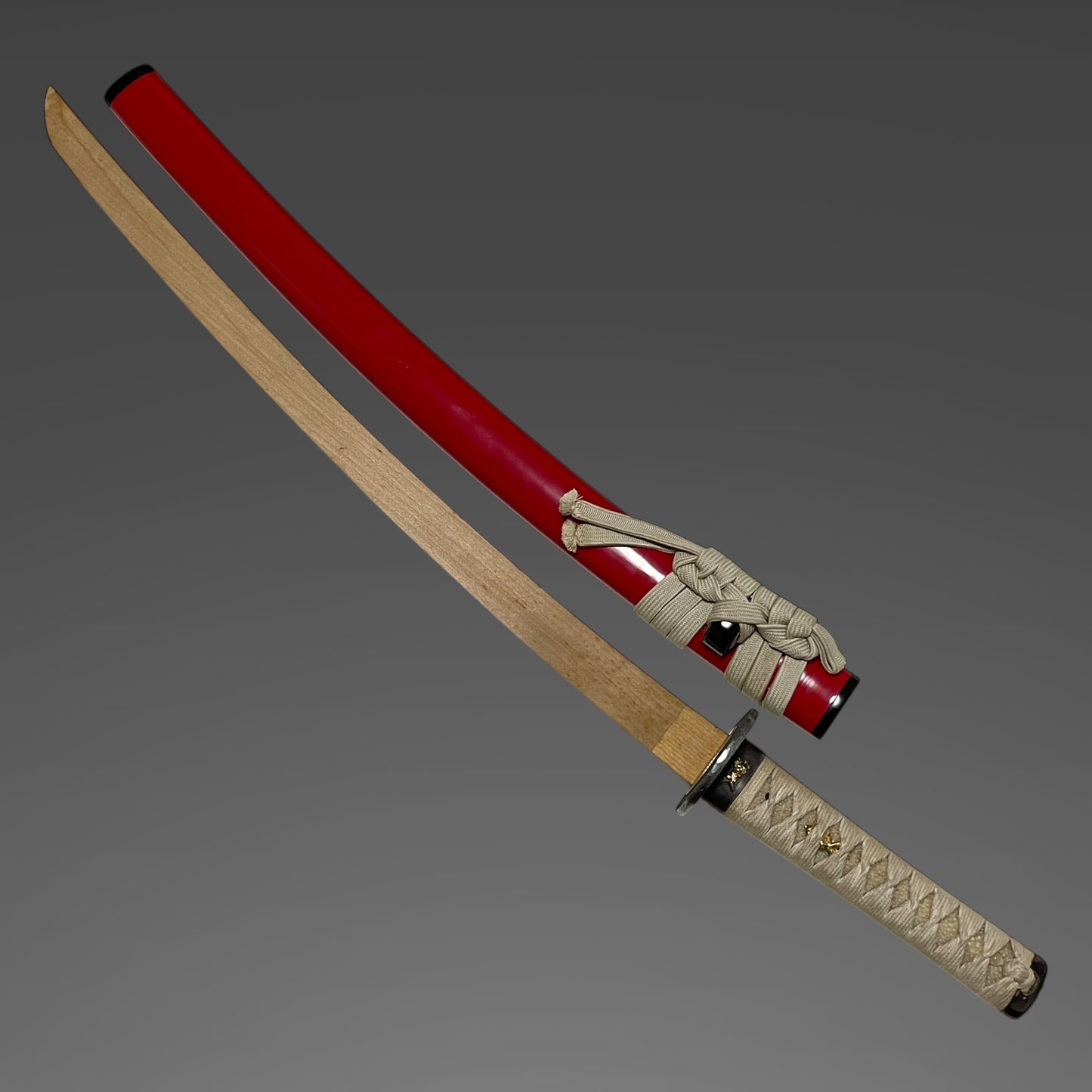Red Wakizashi Koshirae, Shishi Fuchikashira 獅子縁頭, Edo period