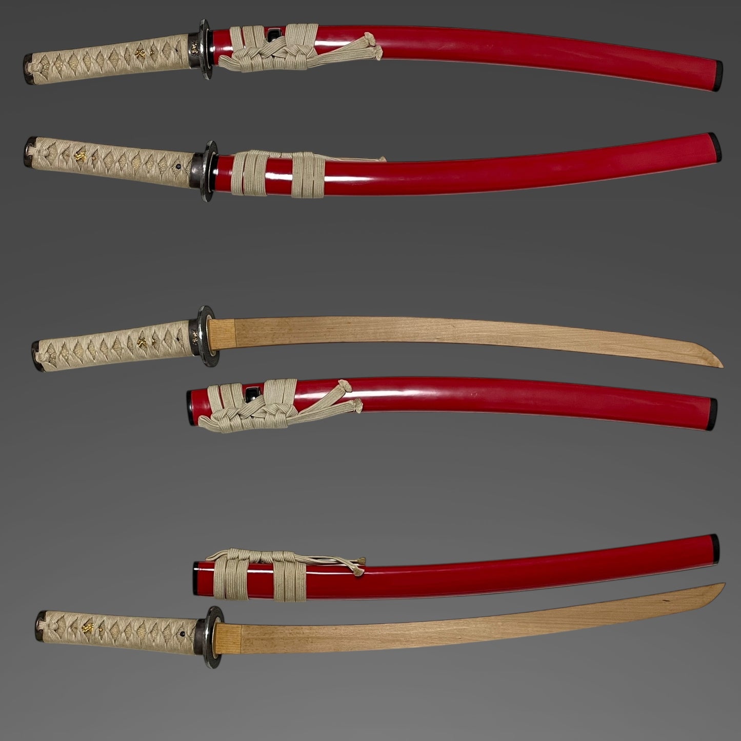 Red Wakizashi Koshirae, Shishi Fuchikashira 獅子縁頭, Edo period
