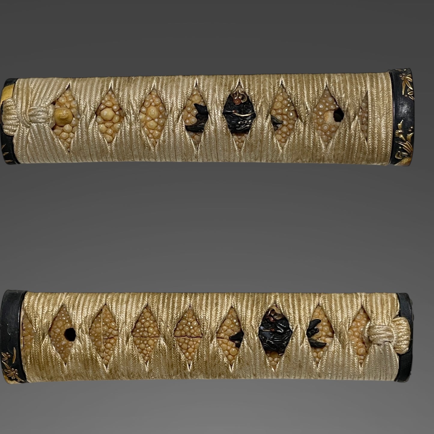 Rayskin Scabbard 鮫皮研出鞘 Koshirae for Wakizashi,  Copper Tsuba, with Kozuka