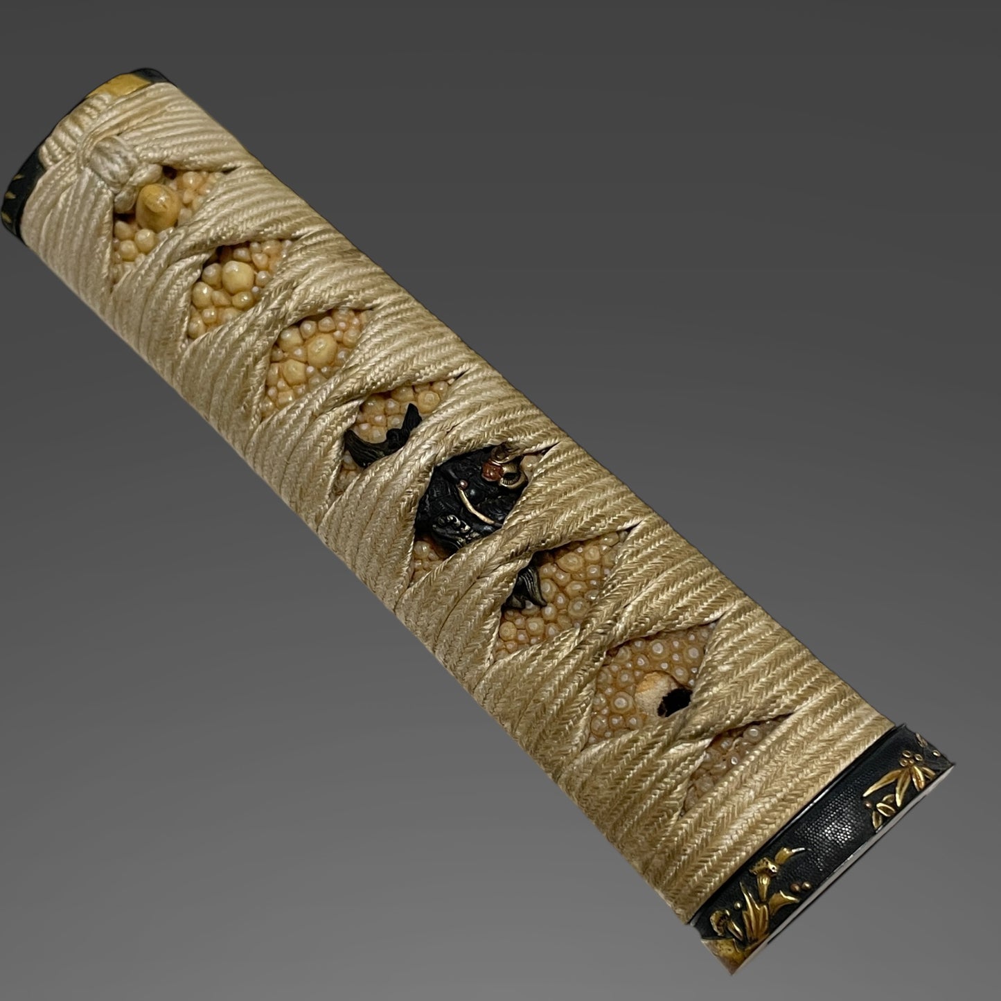 Rayskin Scabbard 鮫皮研出鞘 Koshirae for Wakizashi,  Copper Tsuba, with Kozuka