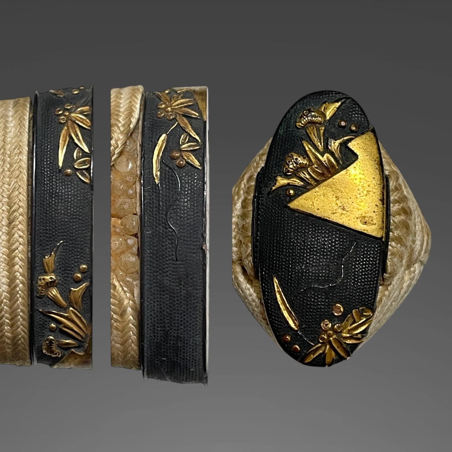 Rayskin Scabbard 鮫皮研出鞘 Koshirae for Wakizashi,  Copper Tsuba, with Kozuka