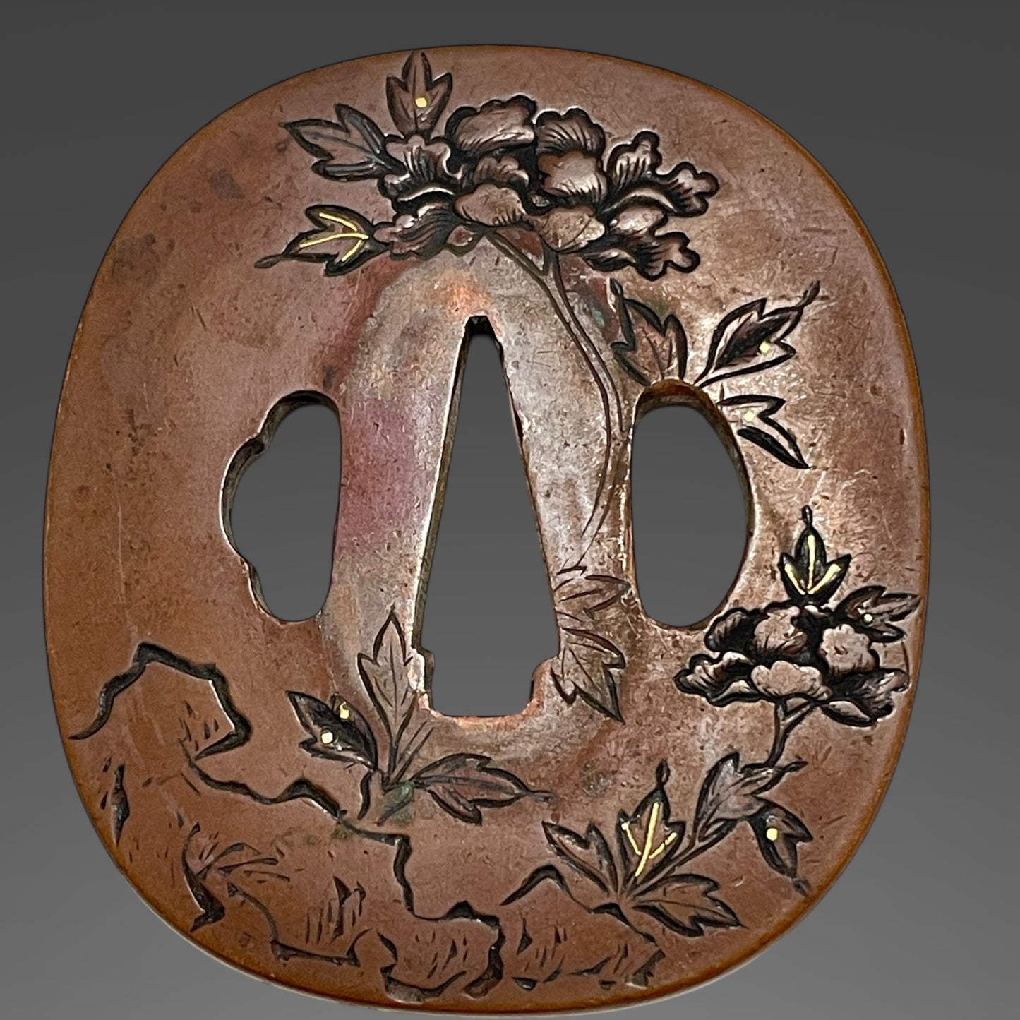 Rayskin Scabbard 鮫皮研出鞘 Koshirae for Wakizashi,  Copper Tsuba, with Kozuka