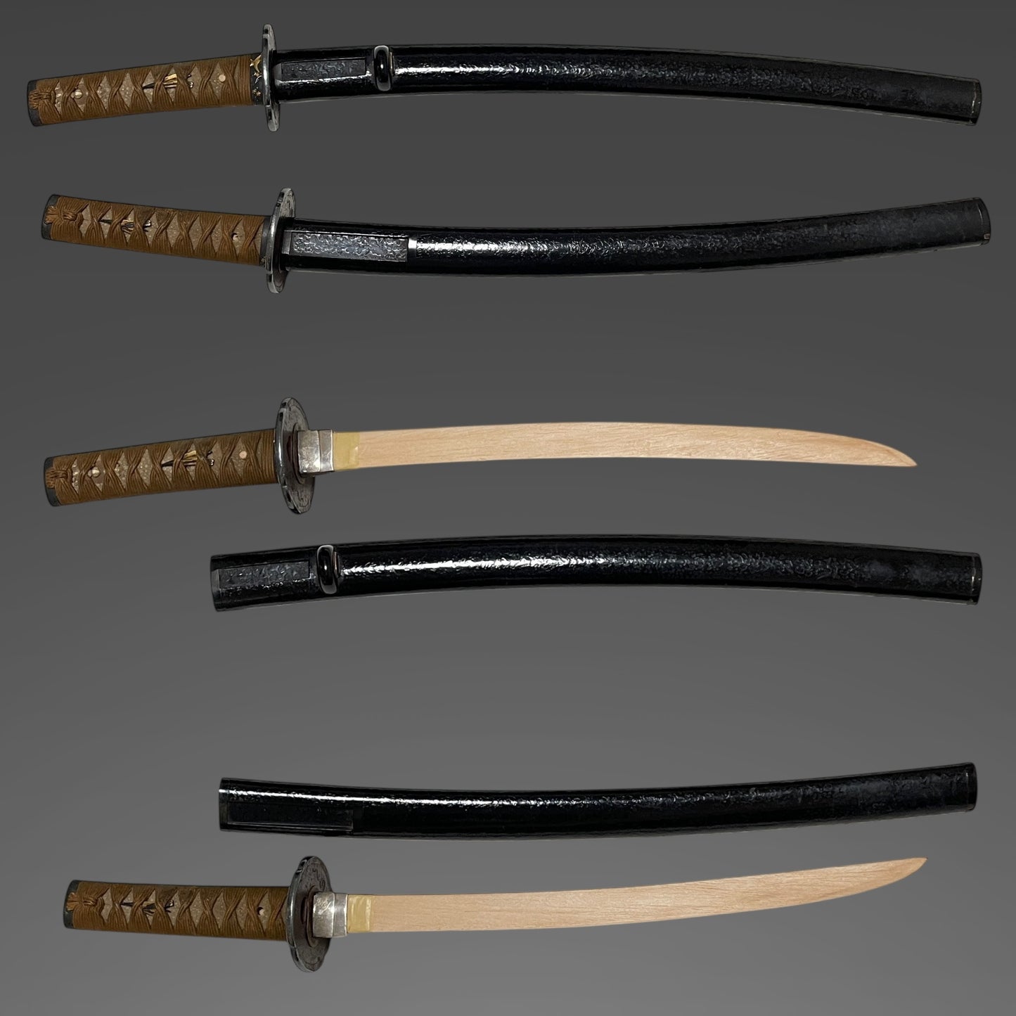 Antique Koshirae for Wakizashi, Bagu Tsuba, Plum Fuchikashira, Edo period