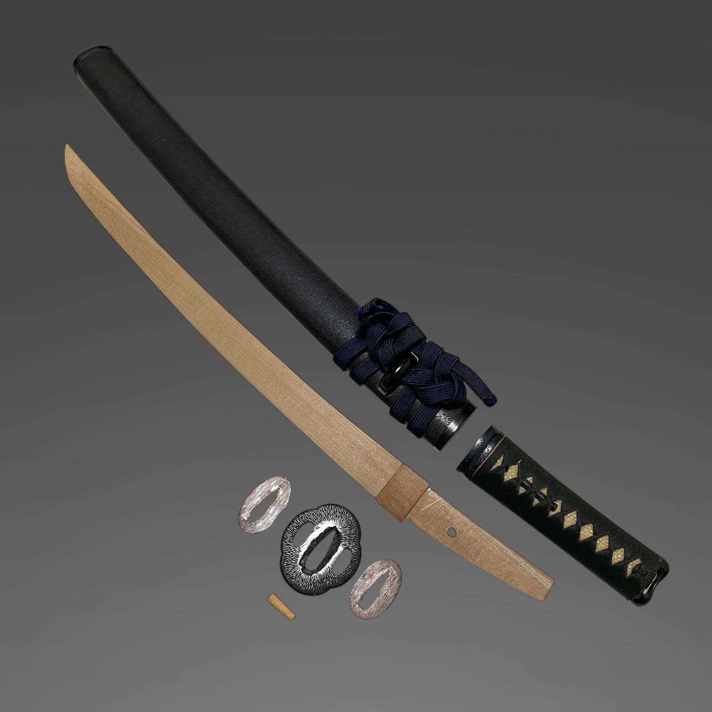 Wakizashi Koshirae, Amidayasuri Yamagane Tsuba 阿弥陀鑢山銅鍔, Edo period