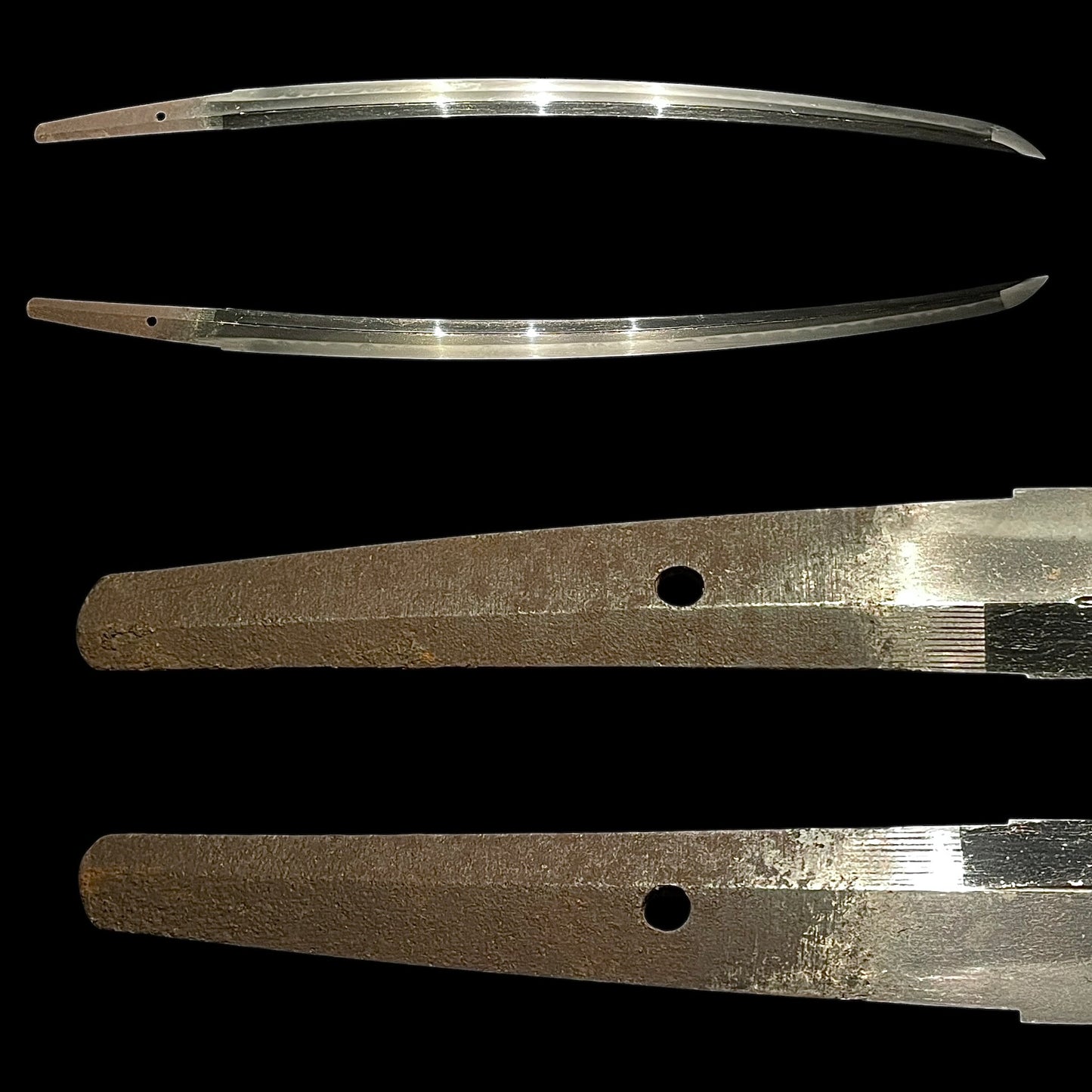 Long Wakizashi, Soebi 添樋, Waterfowl Tsuba, Wave Fuchikashira, Edo period mumei