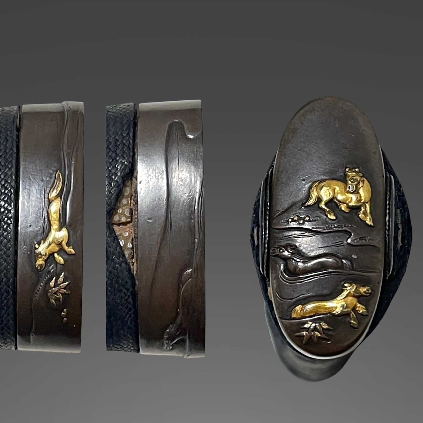 Kawarinuri-Saya 変塗鞘, Horse Fuchikashira TANTO, Edo period mumei