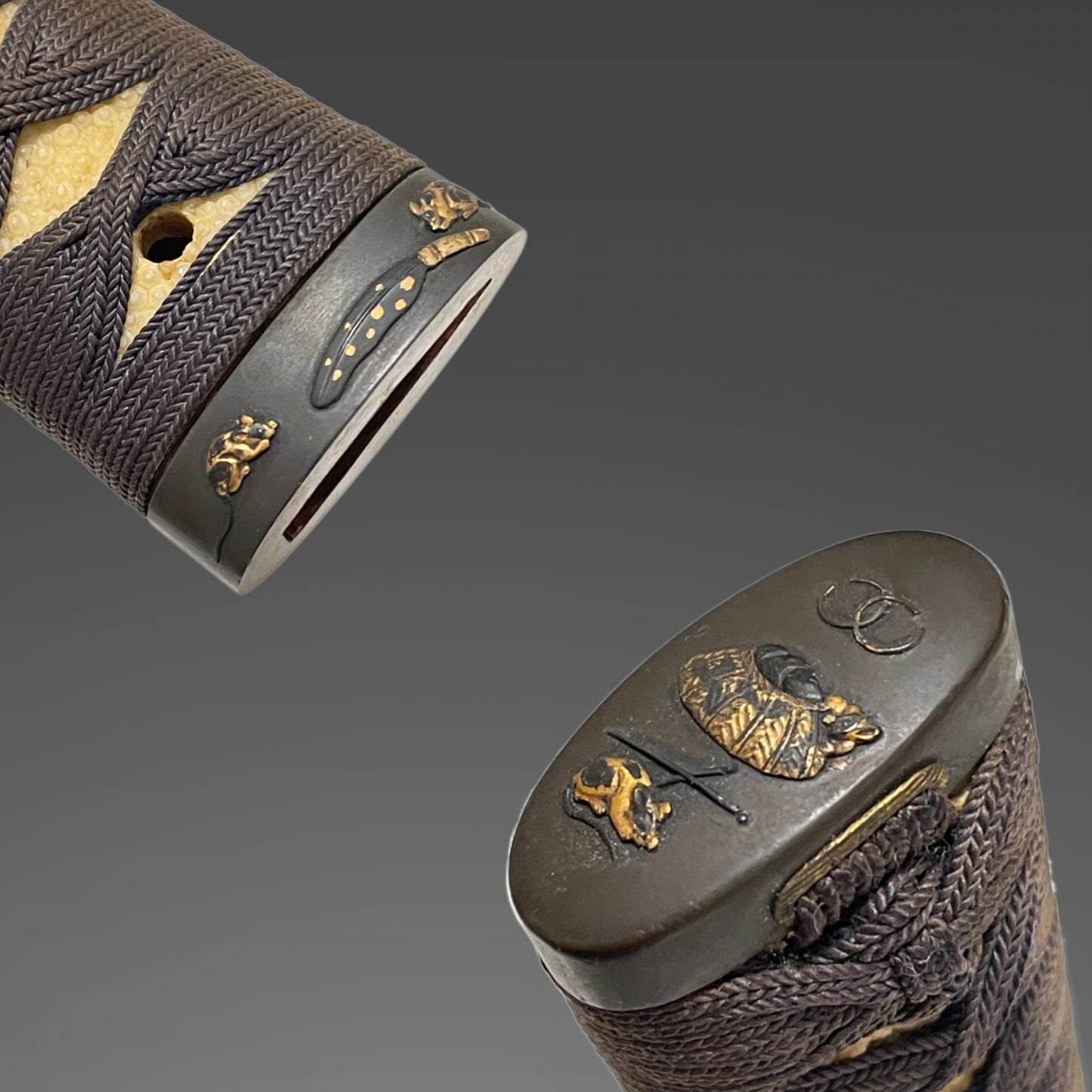 Shunuri Uchigatana Koshirae 朱塗鞘打刀拵, Mouse Shibuichi Fuchikashira, Edo period