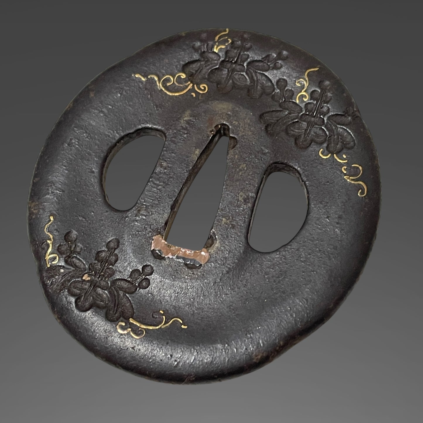 Shunuri Uchigatana Koshirae 朱塗鞘打刀拵, Mouse Shibuichi Fuchikashira, Edo period