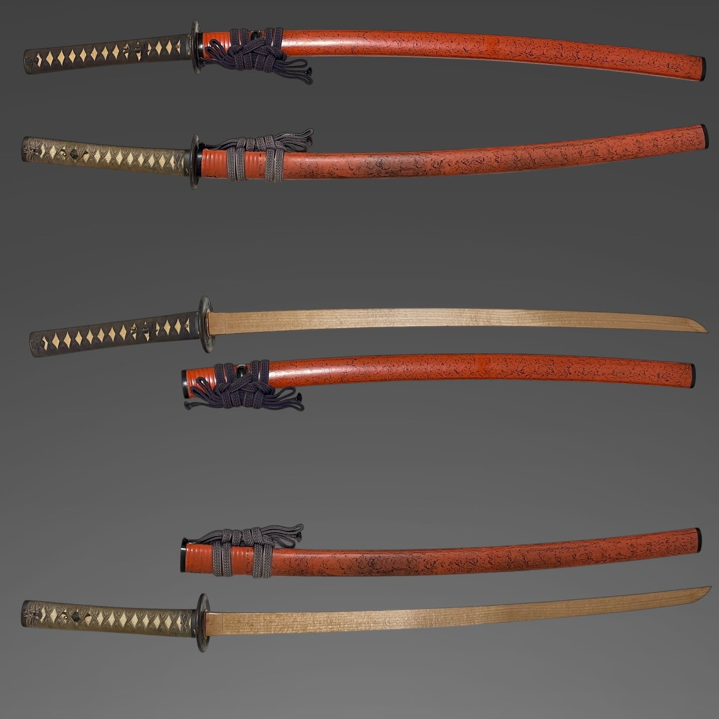 Shunuri Uchigatana Koshirae 朱塗鞘打刀拵, Mouse Shibuichi Fuchikashira, Edo period