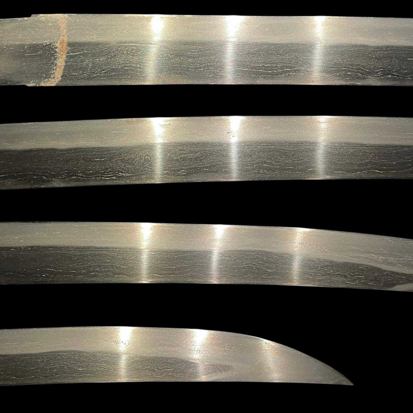 KATAHIRAZUKURI 片平造 Sunnobi-TANTO 寸延短刀, Masamehada 柾目肌, Copper Fittings