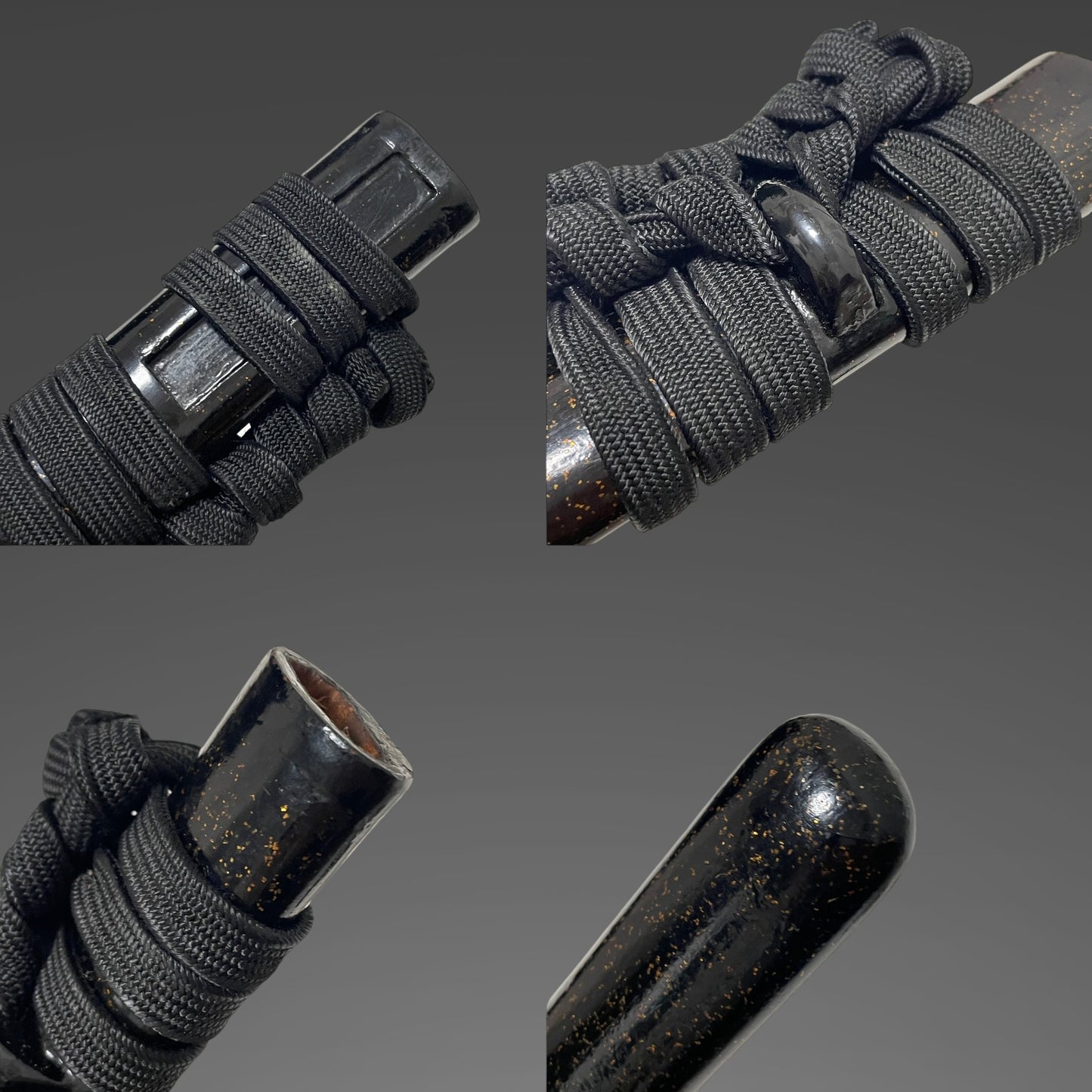 Shibuichi Fuchikashira, Black Wakizashi, Suguha 直刃 Hamon, Edo period mumei