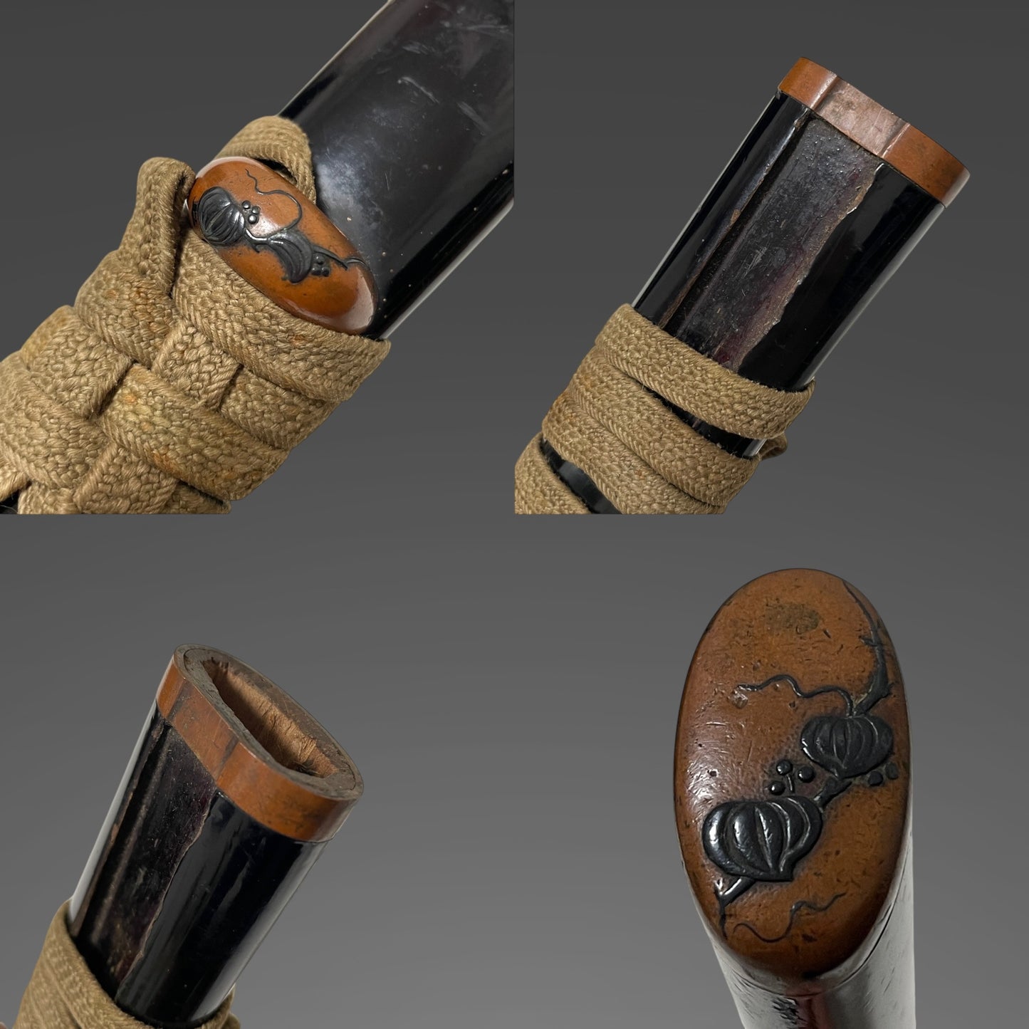 Copper Fittings TANTO, Kanji 漢字 Kozuka, Homarekizu 誉傷, Edo period mumei