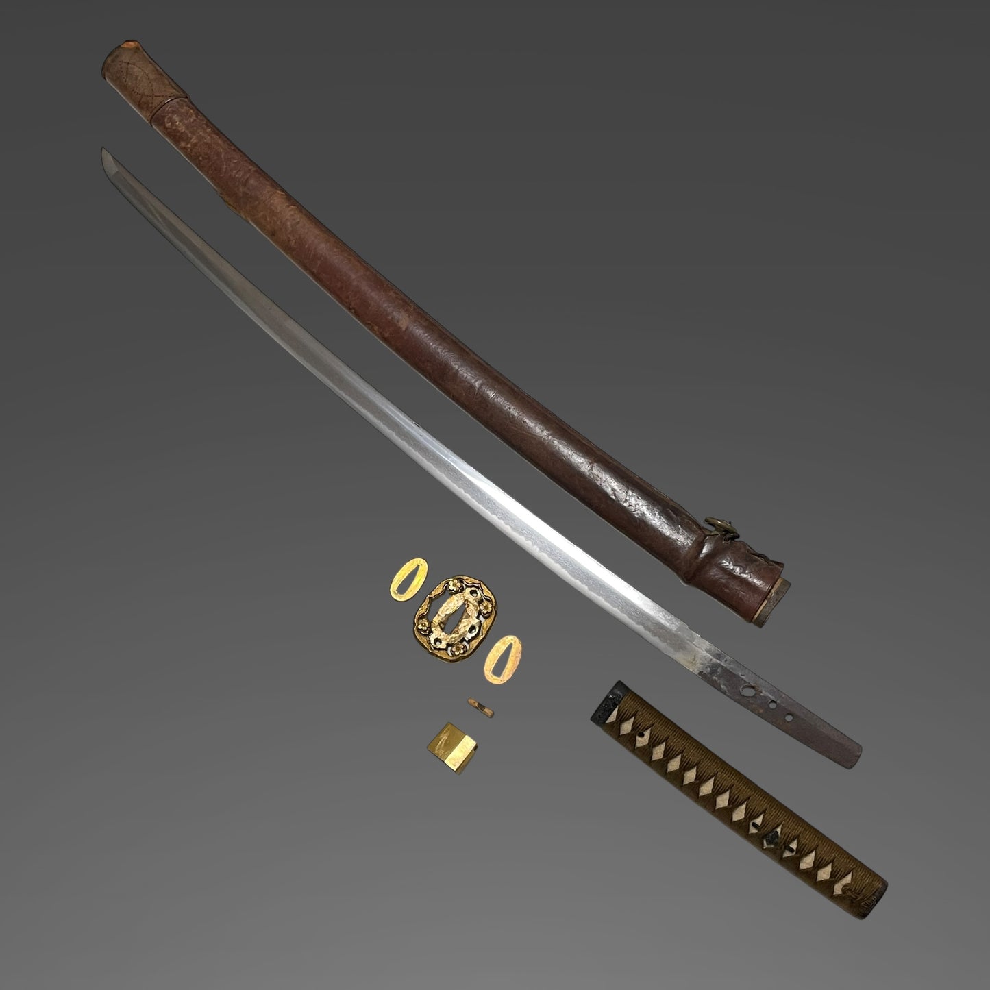 Ryakushiki-GUNTO 略式軍刀, Leather Cover Scabbard, WW2 Japanese Army Officer Sword