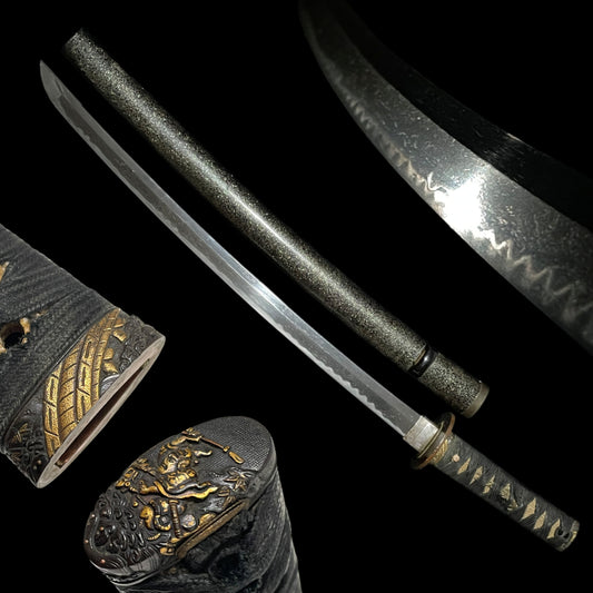 Samurai Fuchikashira 武者縁頭, Long Wakizashi, Suekoto 末古刀, Late Muromachi period