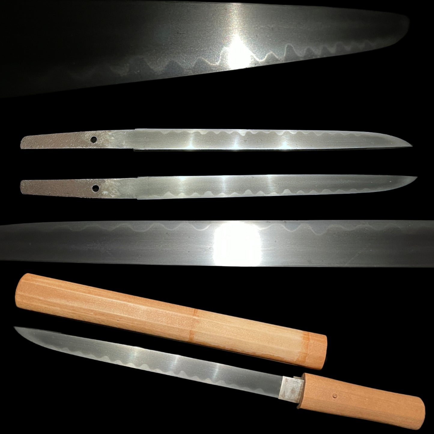 Gunome-Hamon 互目刃文 Tanto, Thick and Straight blade, Edo period mumei