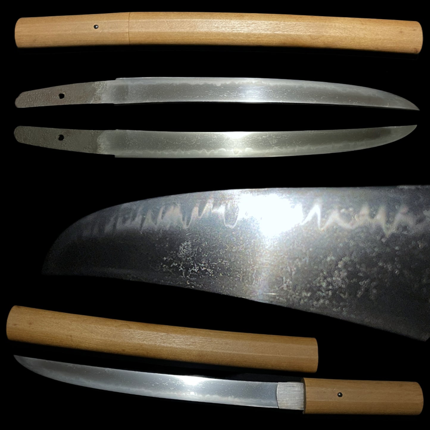 GUNOME-HAMON 互目刃文 TANTO, Kanekiyo 兼清 signed, Muromachi period