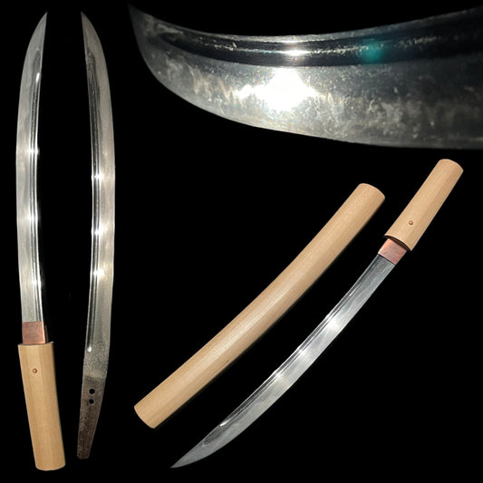 KOTO HIRAUCHI WAKIZASHI, Muromachi period mumei, Hirazukuri blade