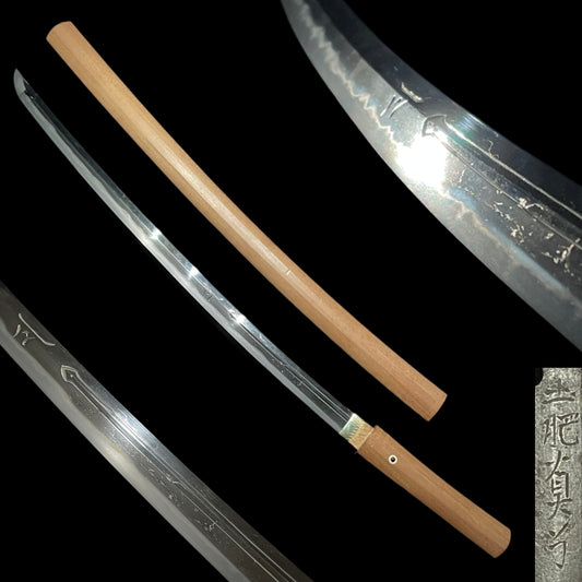 Suken Bonji HORIMONO, Long Wakizashi, Doi Shinryo, Edo period