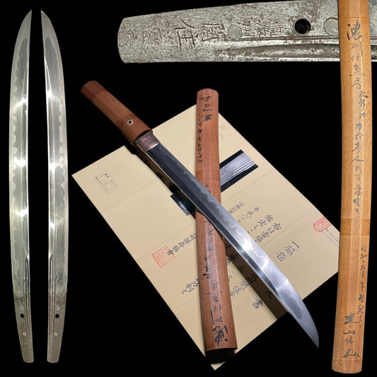 Kanefusa, Naginata-Naoshi Wakizashi, KOTO Muromachi period, Kanzan Sensei Sayagaki