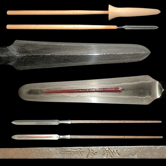 Masamehada 柾目肌 Kanemoto 兼元 signed, Hirasankaku-Yari 平三角槍, Muromachi period