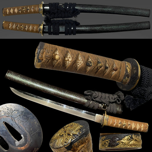 Kanmuriotoshi 冠落とし Wakizashi, Deer Tsuba, Edo period mumei