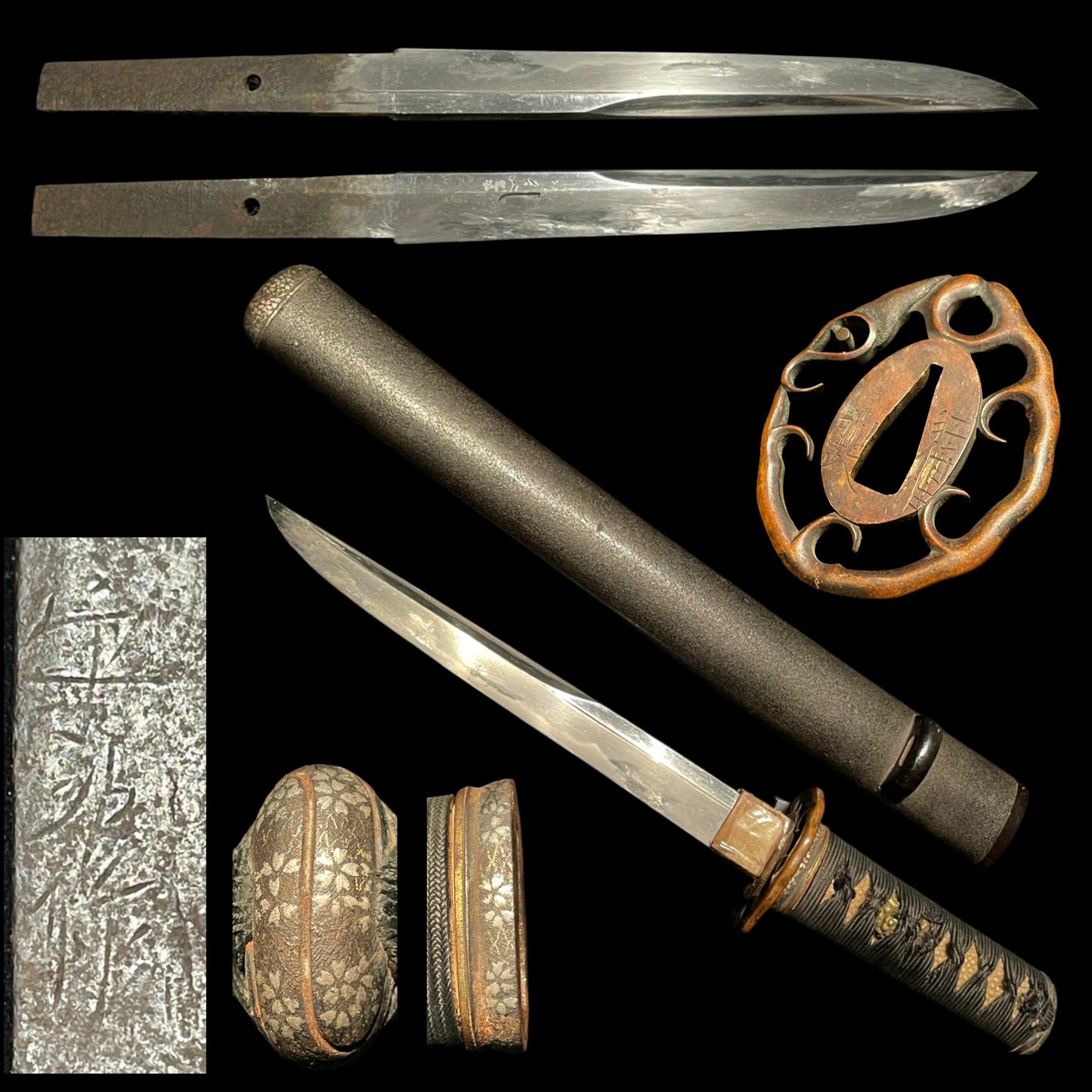 KIKUCHIYARI 菊池槍 Rare style Spear, Moritsugu signed, Silver inlay Fittings