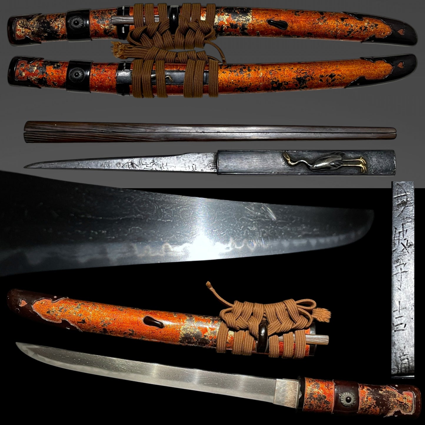 Byakudan-Nuri 白檀塗, Aikuchi Koshirae 合口拵, Tanbanokami Yoshimichi signed Kozuka and Warikogai