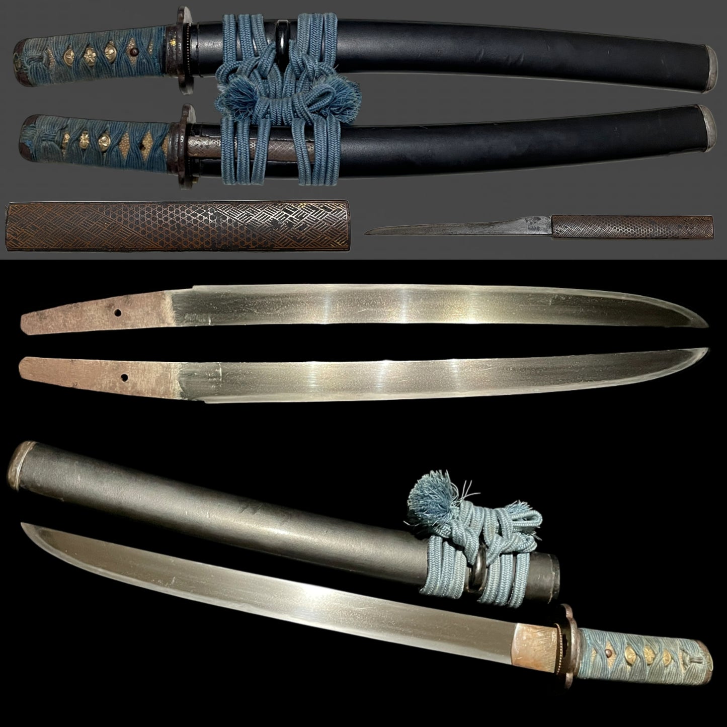 Hirazukuri 平造り Heavy Wakizashi with Kozuka, Wide and Thick blade, Edo period mumei