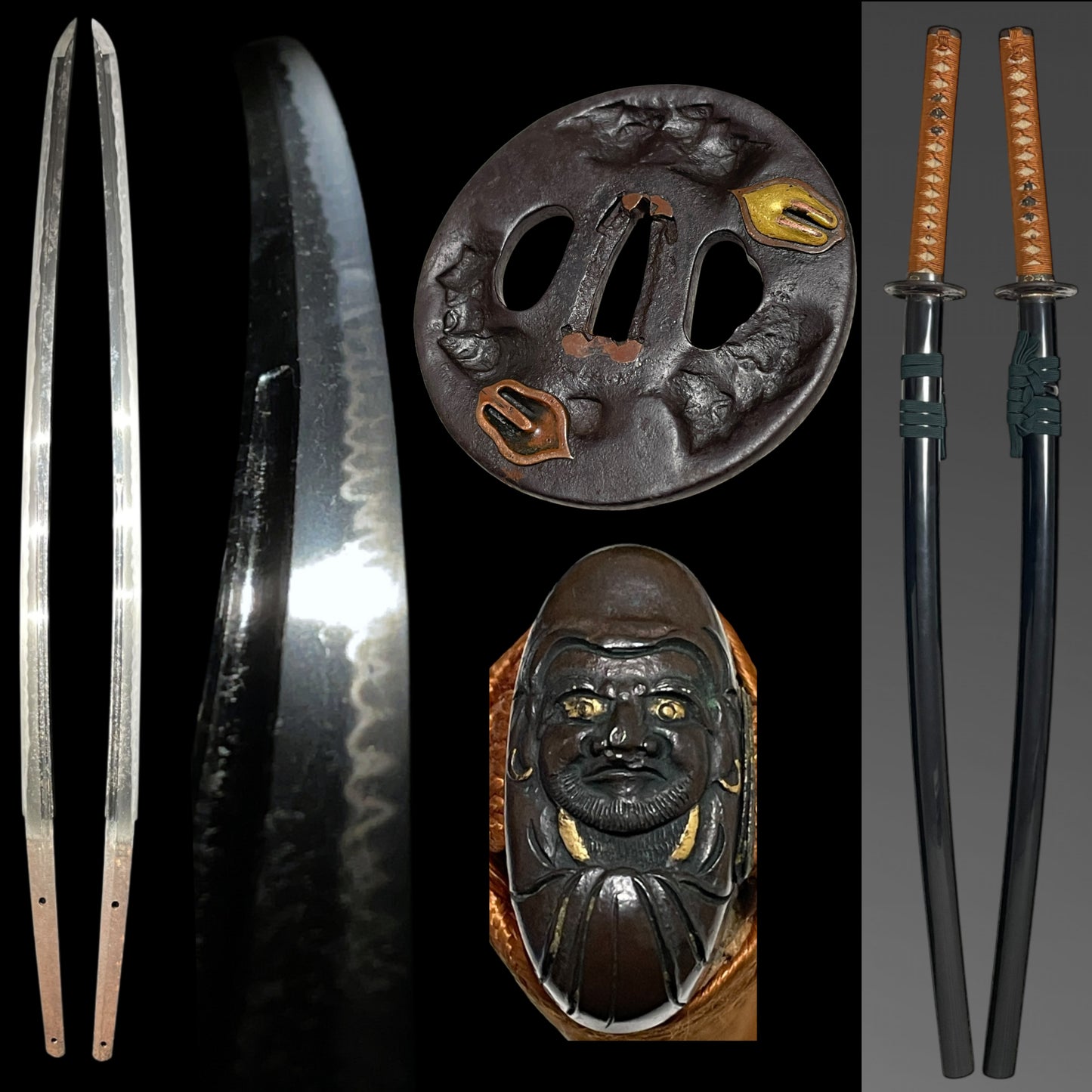 Daruma Fitting KATANA, Shell Tsuba, Gunome-Hamon, Edo period mumei