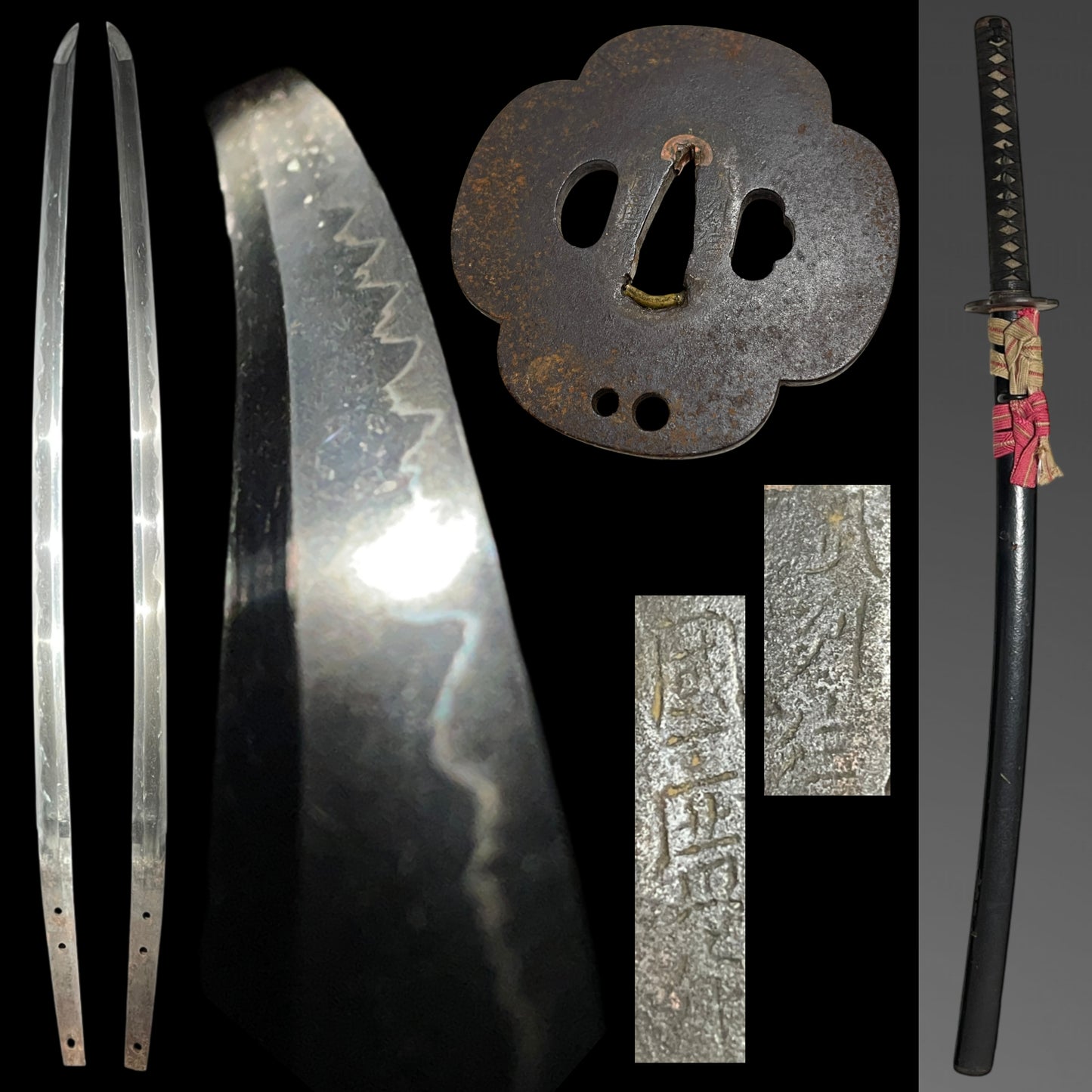 Black KATANA, Bushuju Kunihiro 武州住国廣 signed TSUBA, Edo period mumei